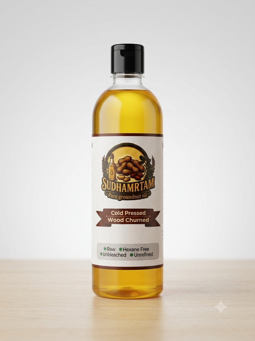 Groundnut Oil - Wood-Churned Cold Pressed 